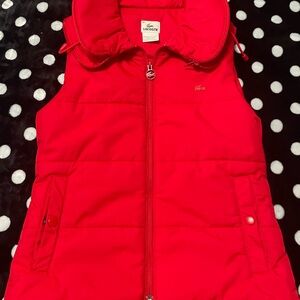 Lacoste Women's Red Puffer Vest-Size 36